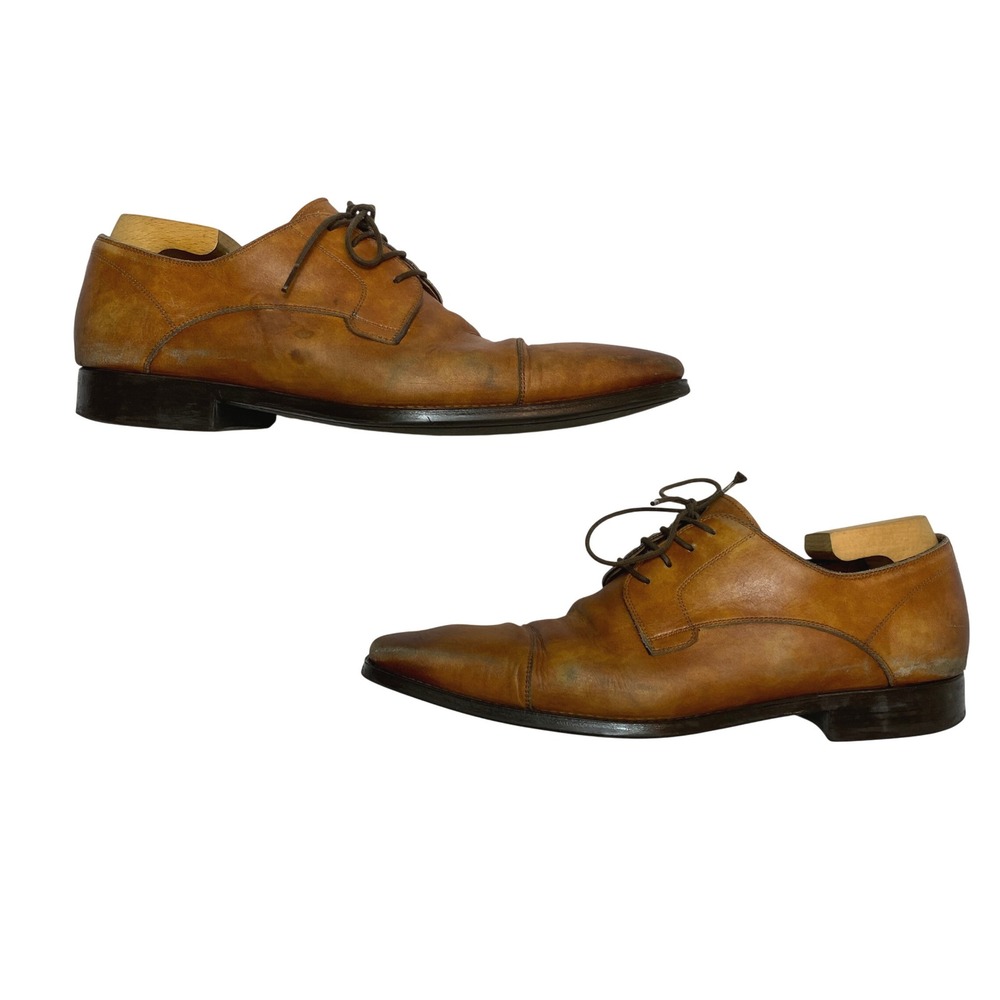 Magnanni Oxford Shoes Mens 11 Tan Cap Toe Made in Portugal 23475 Lace Up Dress